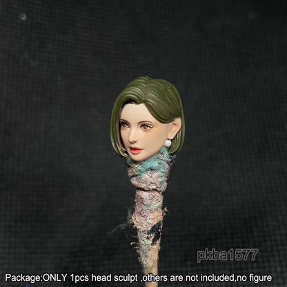 【PRE-ORDER】Premium 1/18 Green Girl Head Sculpt Female Head Model For 3.75" Action Figure