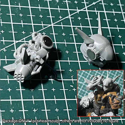 Unpainted 1/18 Man Head Sculpt with Shoulder Gun For DIY 3.75'' Action Figure