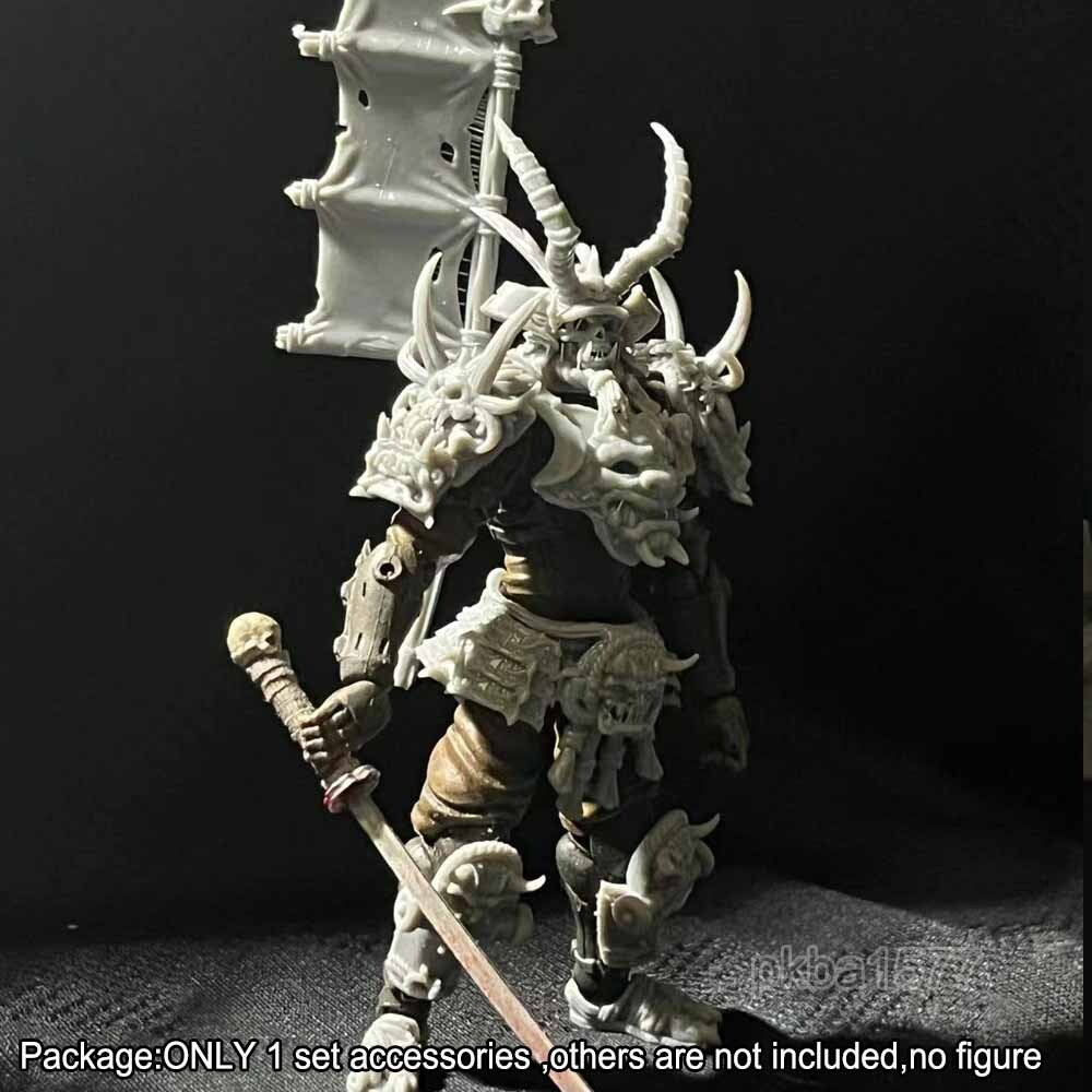 Unpainted 1/18 Monster Head Sculpt Armors Foot Flag Waist Kit For 3.75'' Figure