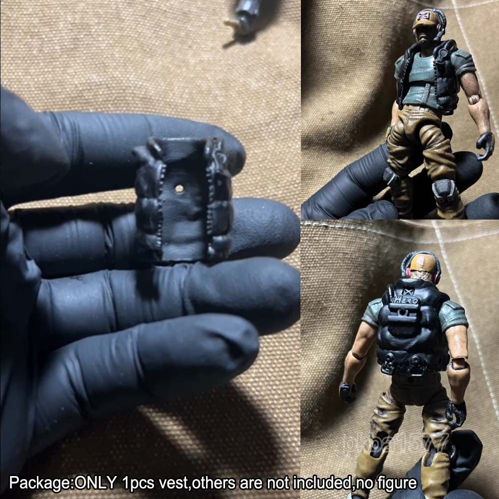 Black 1/18 Silicone Male Vest Coat Top Model For 3.75'' Male Action Figure