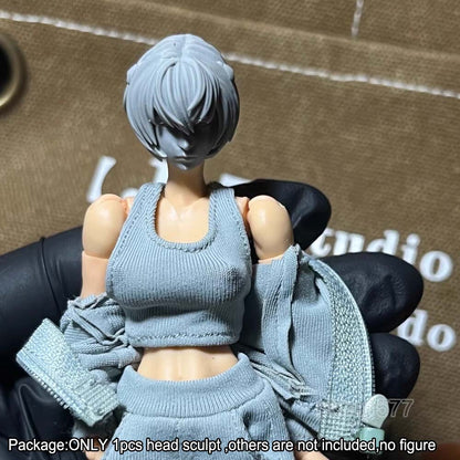 Unpainted 1/12 Female Girl Head Sculpt Model For 6" romankey Action Figure