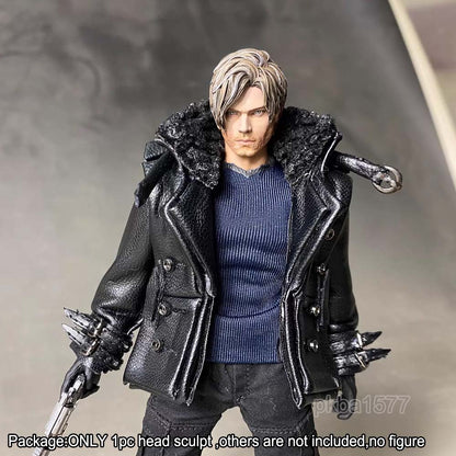 New Ver. Premium Painted 1/12 leon Man Head Sculpt Model Decor For 6" Figure