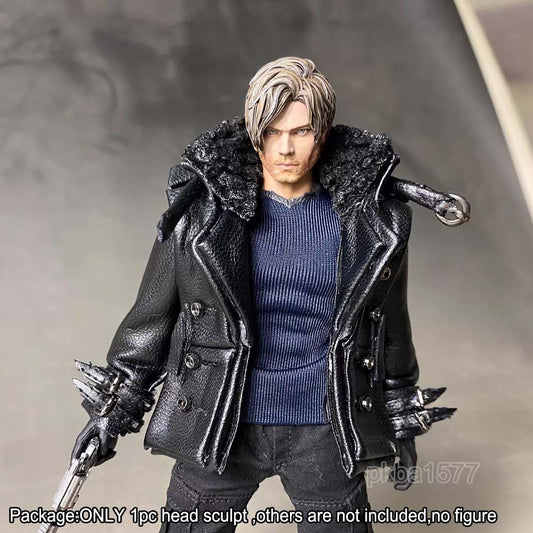 New Ver. Premium Painted 1/12 leon Man Head Sculpt Model Decor For 6" Figure