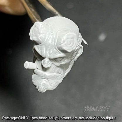 Unpainted 1/18 Hellboy Man Head Sculpt Head Model For 3.75'' Action Figure