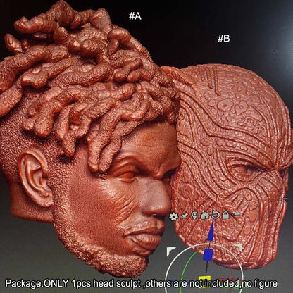 Unpainted 1/18 Black Man Panther Head Sculpt For 3.75'' Acid Rain Joytoy Figure