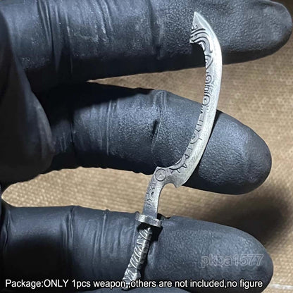 1/18 1/12 Metal Sickle-shaped Sword Weapon Decor For 3.75" 6" Action Figure