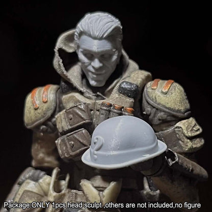 Unpainted 1/18 Man Head Sculpt w Hat Model For 3.75'' Acid Rain Joytoy Figure