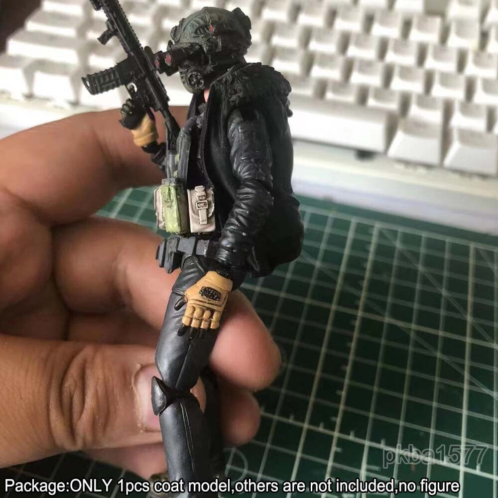 Black 1/18 Sleeveless Vest Waistcoat Coat Model For 3.75 Action Soldier Figure
