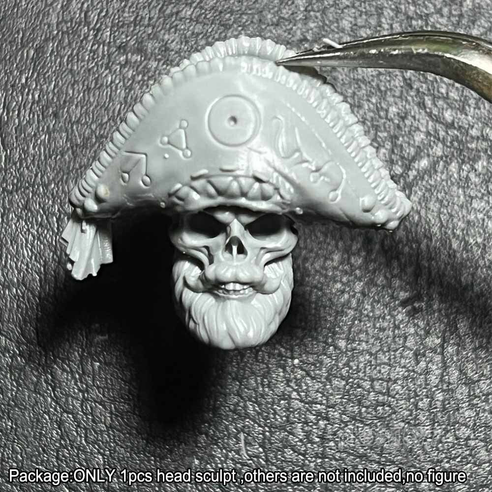 Unpainted 1/18 Skull Captain Man Head Sculpt Hat Head For 3.75'' Action Figure