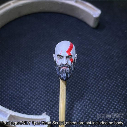 【PRE-ORDER】Premium 1/18 Kratos Full Beard Head Sculpt Soldier Male Head For 3.75" Figure