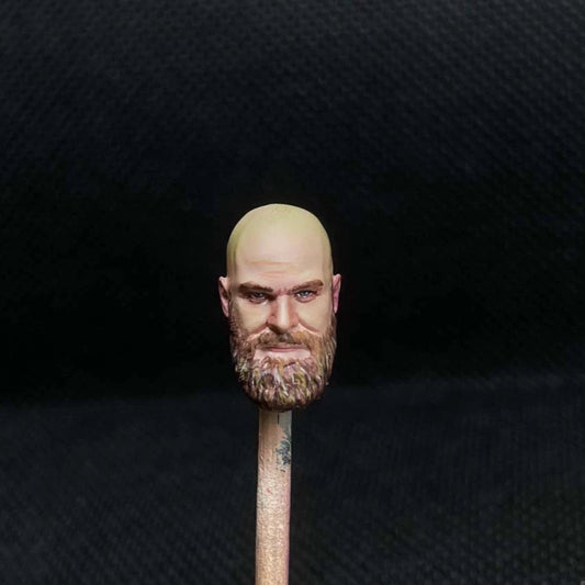 Premium Painted Bearded Man Head Sculpt for 1/18 Scale Action Figures