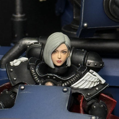 Premium Gray 1/18 Female Soldier Head Sculpt for Joytoy