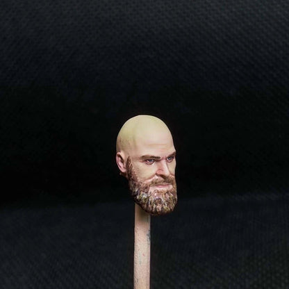Premium Painted Bearded Man Head Sculpt for 1/18 Scale Action Figures