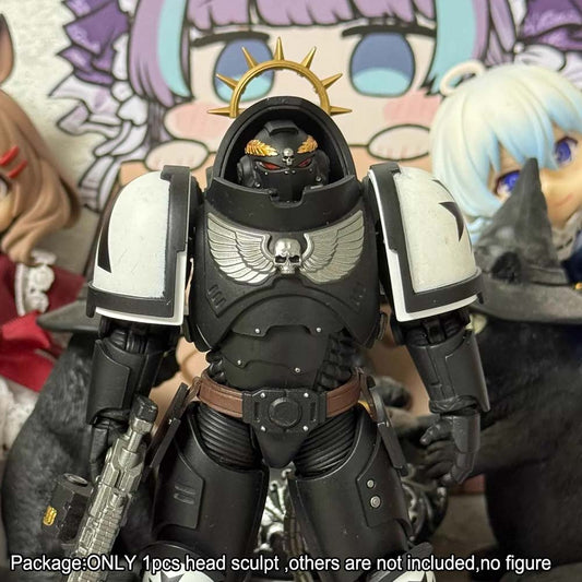【PRE-ORDER】Premium Painted Black Head Sculpt For joytoy warhammer 40k Black Templars Figure