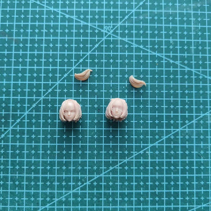 Unpainted 1/18 Short Hair Female Girl Head Sculpt Model For 3.75” Action Figure